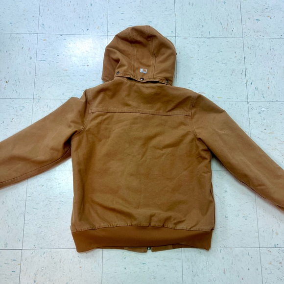 Carhartt Brown Detachable Hood Work Jacket with Sherpa Lining - Picture 3 of 5